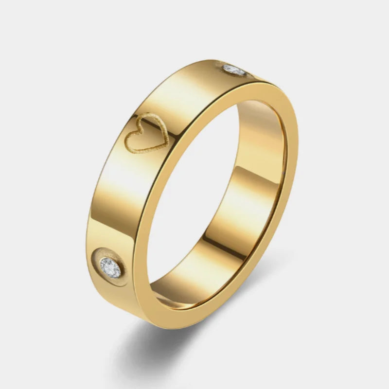 Gold Stainless Steel Zirconia Band Ring – Fashion Jewelry