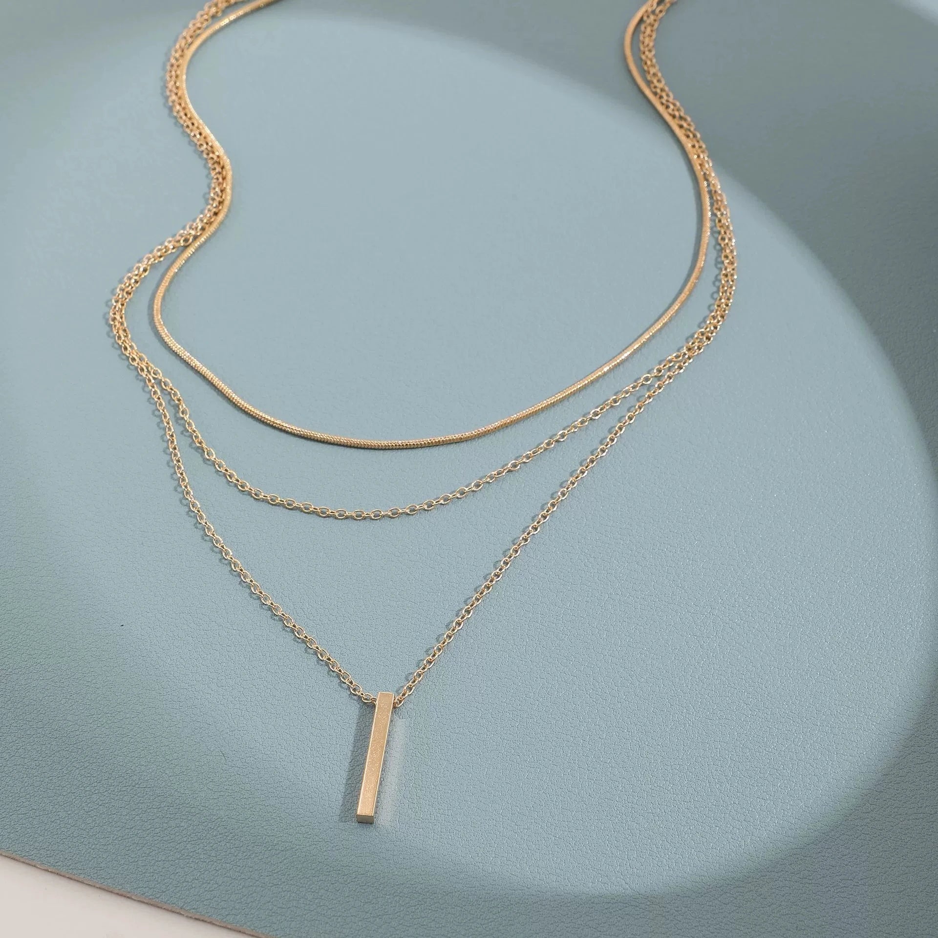 Layered Gold Necklace – Multi-Layer Chain Pendant