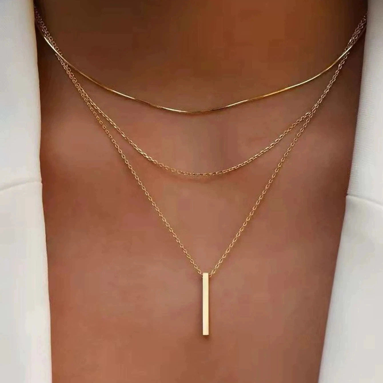 Layered Gold Necklace – Multi-Layer Chain Pendant