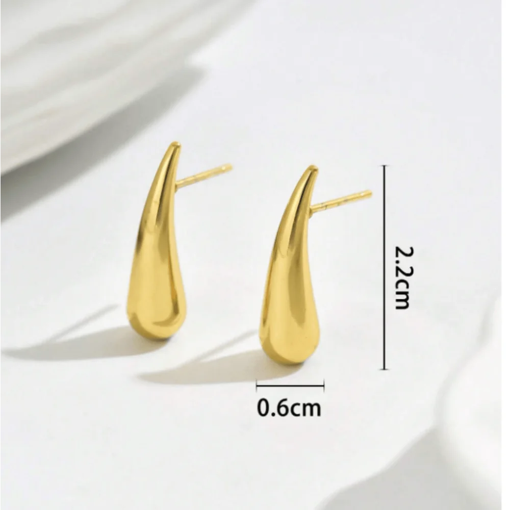 Teardrop Water Drop Earrings – Minimalist Polished Droplet Studs for Women