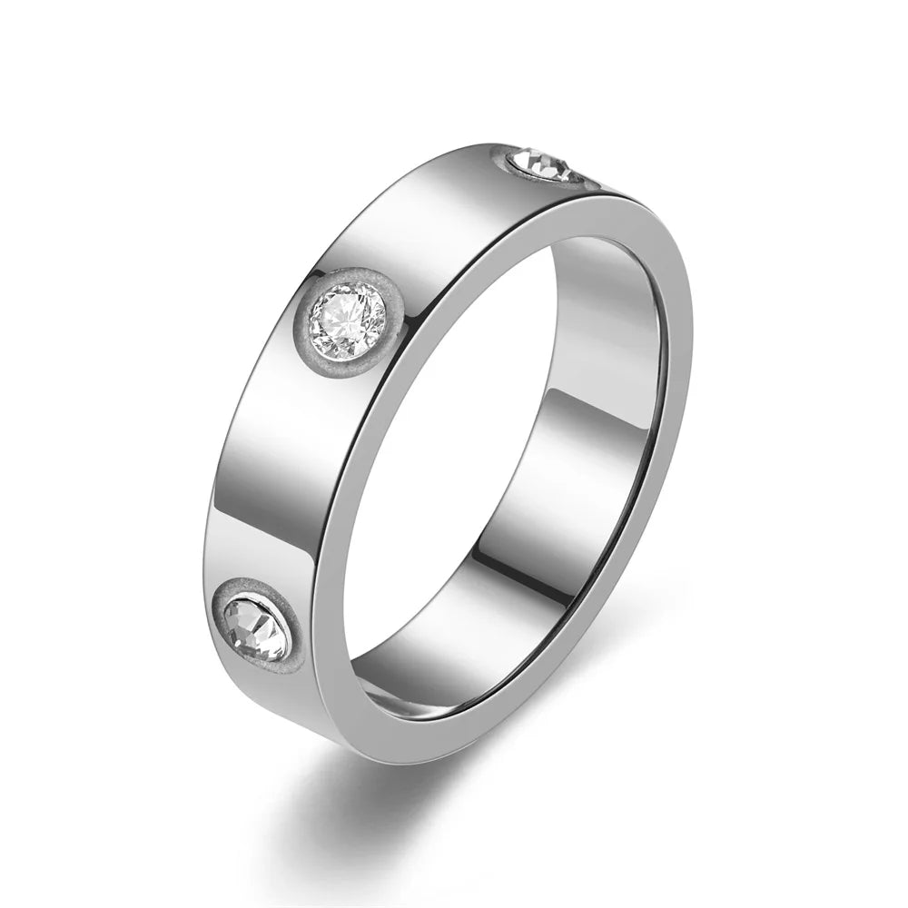 Gold Stainless Steel Zirconia Band Ring – Fashion Jewelry