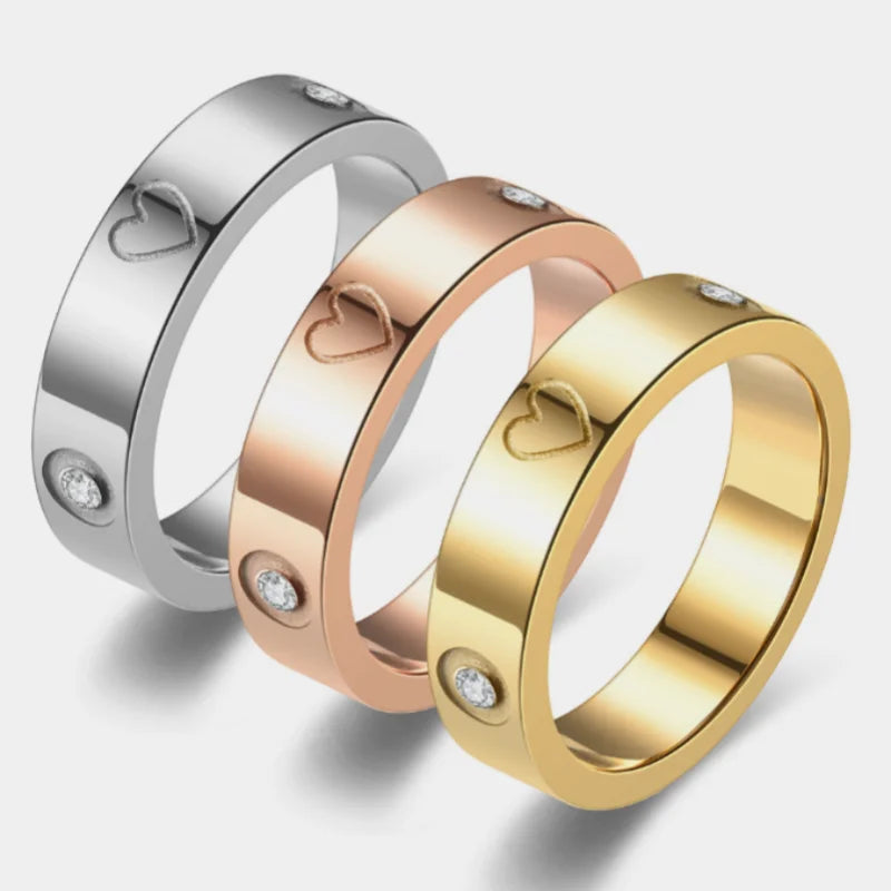 Gold Stainless Steel Zirconia Band Ring – Fashion Jewelry