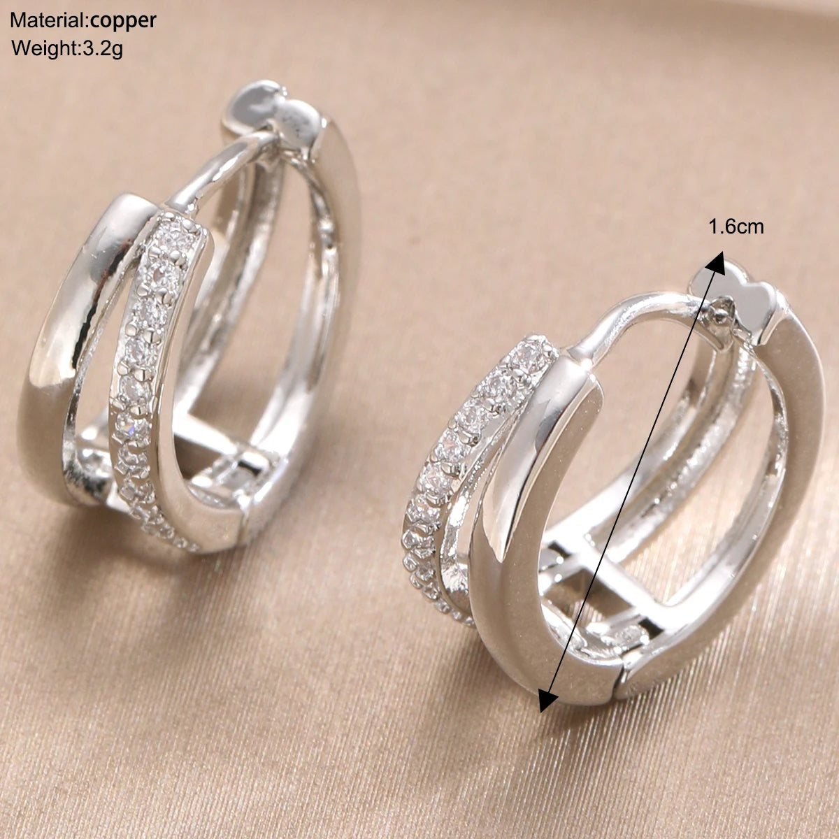 Double Gold Huggie Hoop Earrings – Stacked Rhinestone Hoops