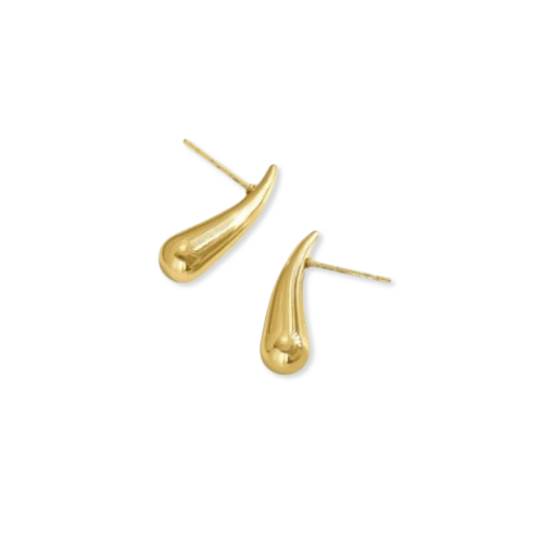 Teardrop Water Drop Earrings – Minimalist Polished Droplet Studs for Women